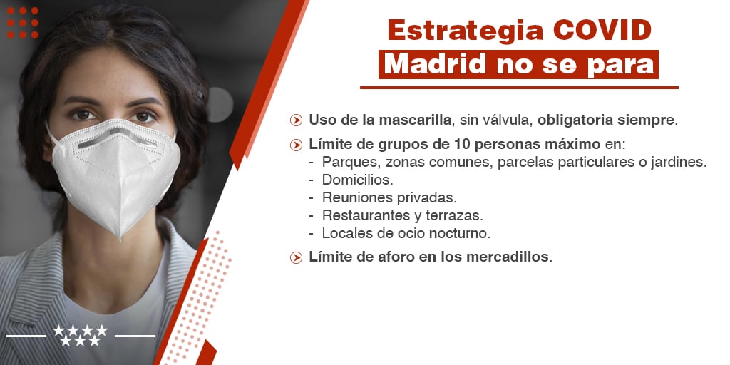 Nuevas normas establecidas por la Comunidad de Madrid para reforzar las medidas de prevención ante los brotes de Coronavirus