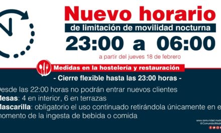 La Comunidad de Madrid retrasará el cierre de la hostelería a las 23 horas a partir del jueves, 18 de febrero